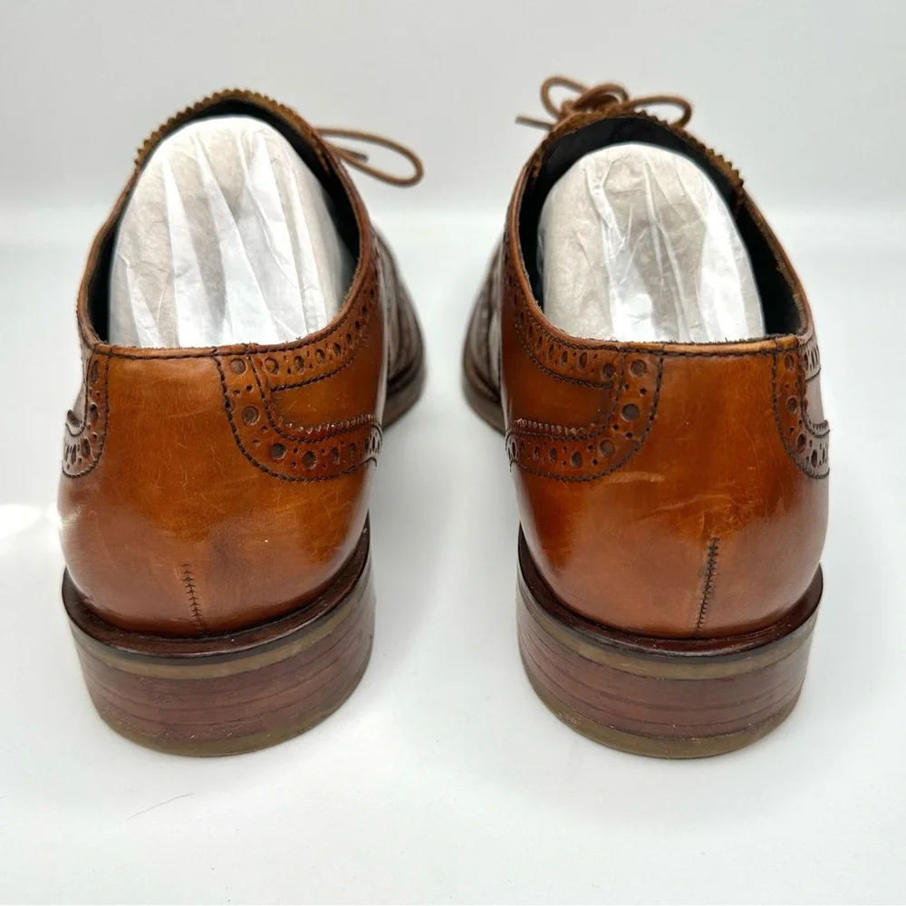 Cole Haan X Nike Air Madison British Tan Leather Wingtip Oxfords Size 8.5